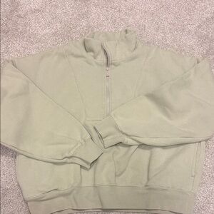 Essentials Women's Sage Green Half-Zip Sweatshirt